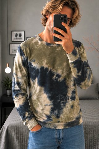 Sudadera Hombre Tie Dye Verde y Azul Marino L