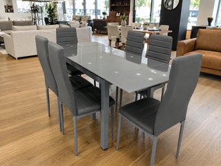 Mesa Comedor Extensible Gris + 6 Sillas