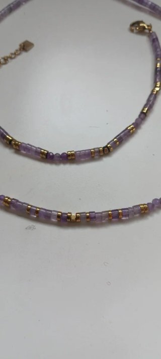Gargantilla y pulsera de amatista y oro