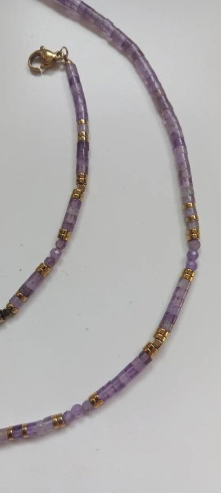 Gargantilla y pulsera de amatista y oro