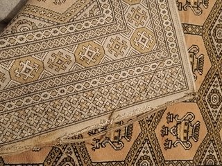 Tapete Bukhara Afegão Lã Bege/Castanho