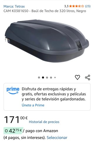 Cofre Techo 320L + Panel Solar 60W