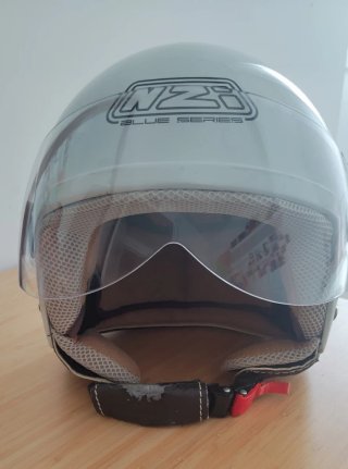 Casco Moto Jet Vintage Blanco Roto NZI