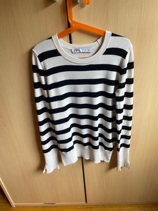 Jersey Zara Rayas Blanco y Negro Talla S