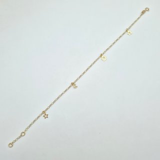 Pulsera de Oro 18K, Rolo colgantes, 1,8gr, 24cm