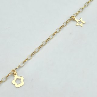 Pulsera de Oro 18K, Rolo colgantes, 1,8gr, 24cm