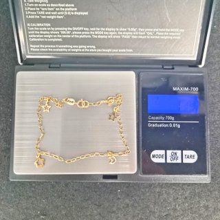 Pulsera de Oro 18K, Rolo colgantes, 1,8gr, 24cm