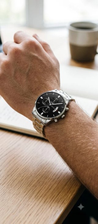 Reloj Geneva Cuarzo Hombre Negro/Plata