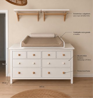 Cómoda IKEA 160cm + Cambiador XL + estanterias