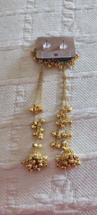 Pendientes festivos dorados y morados 17 cm
