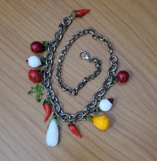 Bracciale vintage multicharms frutta e verdura