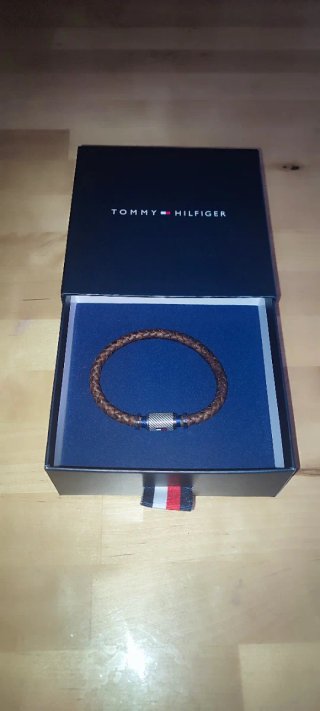 Pulsera Cuero Tommy Hilfiger Hombre Plata