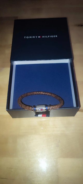 Pulsera Cuero Tommy Hilfiger Hombre Plata