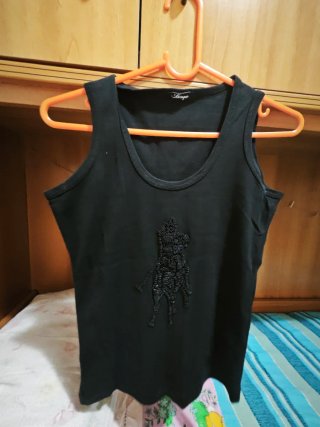 Canotta Borgot con stampa cavallo nera