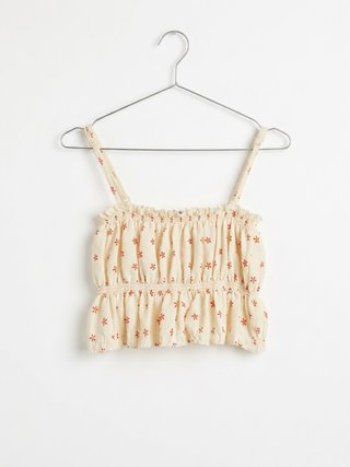 Top floral tirantes beige