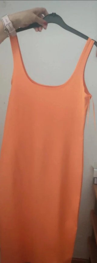 Vestido Verano Algodón Talla M Naranja