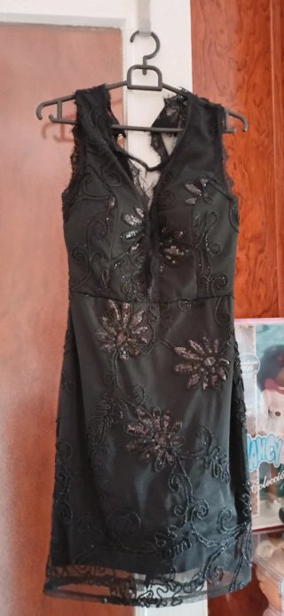 Vestido fiesta negro lentejuelas