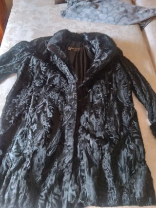 Chaquetón de Astracán Negro Mujer