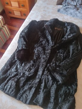 Chaquetón de Astracán Negro Mujer