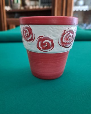 Set 3 Vasetti Ceramica Decorati Rose