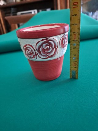 Set 3 Vasetti Ceramica Decorati Rose
