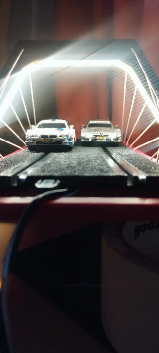 Puente Scalextric compact y carrera go. 3D