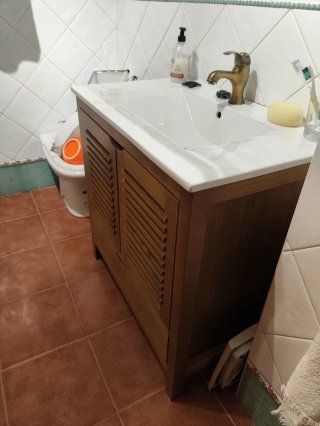 Mueble de lavabo y lavabo de madera