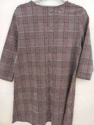 Vestido cuadros gris y rojo talla L
