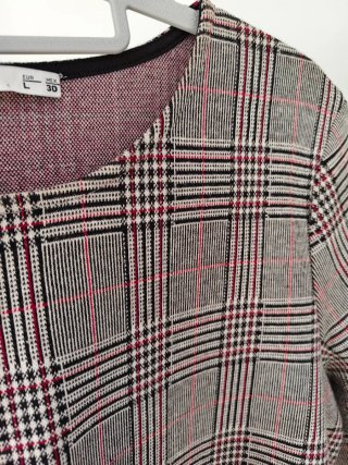 Vestido cuadros gris y rojo talla L