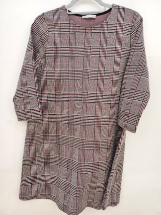 Vestido cuadros gris y rojo talla L