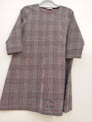 Vestido cuadros gris y rojo talla L