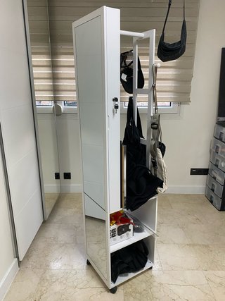 Mueble Joyero Espejo con Ruedas Blanco
