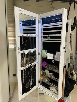 Mueble Joyero Espejo con Ruedas Blanco