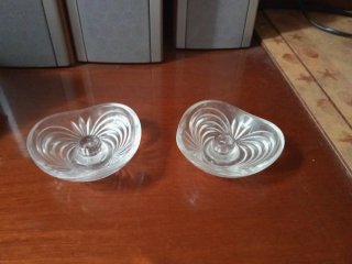 Juego portavelas de cristal tallado