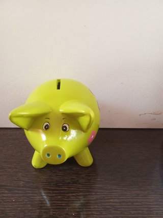 Hucha Cerdito Verde Pintado a Mano