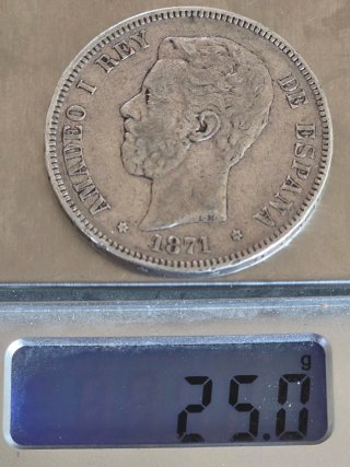 5 Pesetas Amadeo I 1871 Plata MBC