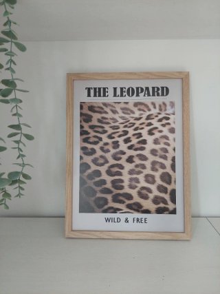 Cuadro Leopardo 30x40cm Marco Roble