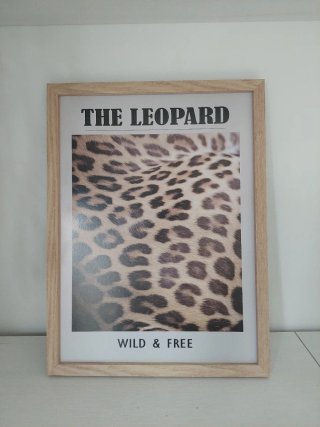 Cuadro Leopardo 30x40cm Marco Roble