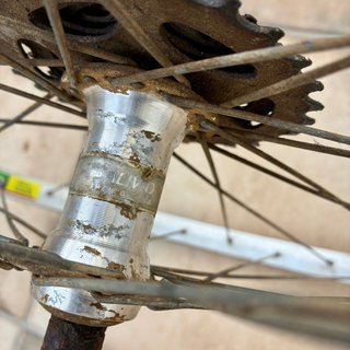 Llanta trasera bici antigua con piñonera
