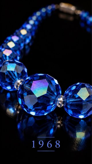 Collana in Argento e Vetro Blu Anni '60 italiana