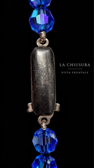 Collana in Argento e Vetro Blu Anni '60 italiana