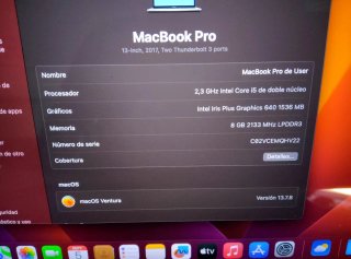 MacBook Pro 13'' Apple Gris Espacial