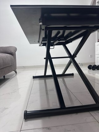 Mesa de centro elevable de cristal negro