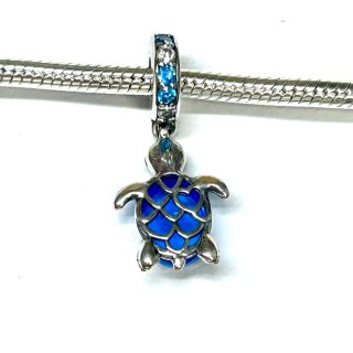 Charm Tortuga Azul Murano Plata
