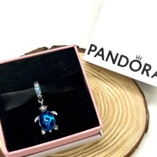 Charm Tortuga Azul Murano Plata