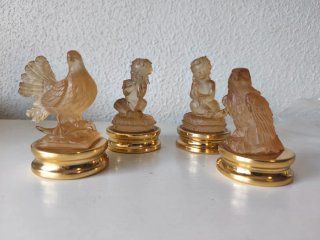 Conjunto 4 Figuras Vintage Cristal y Metal