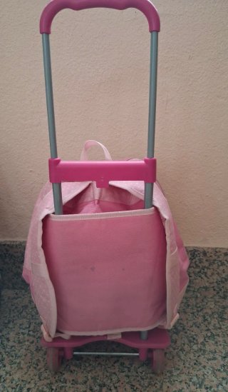 Mochila rosa  escolar con carro desmontable
