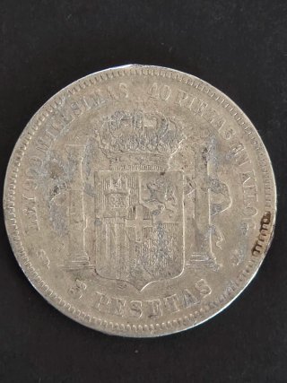 5 Pesetas Amadeo I 1871 Plata