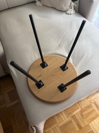 Mesa redonda auxiliar madera y metal
