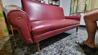 Sofá vintage rojo